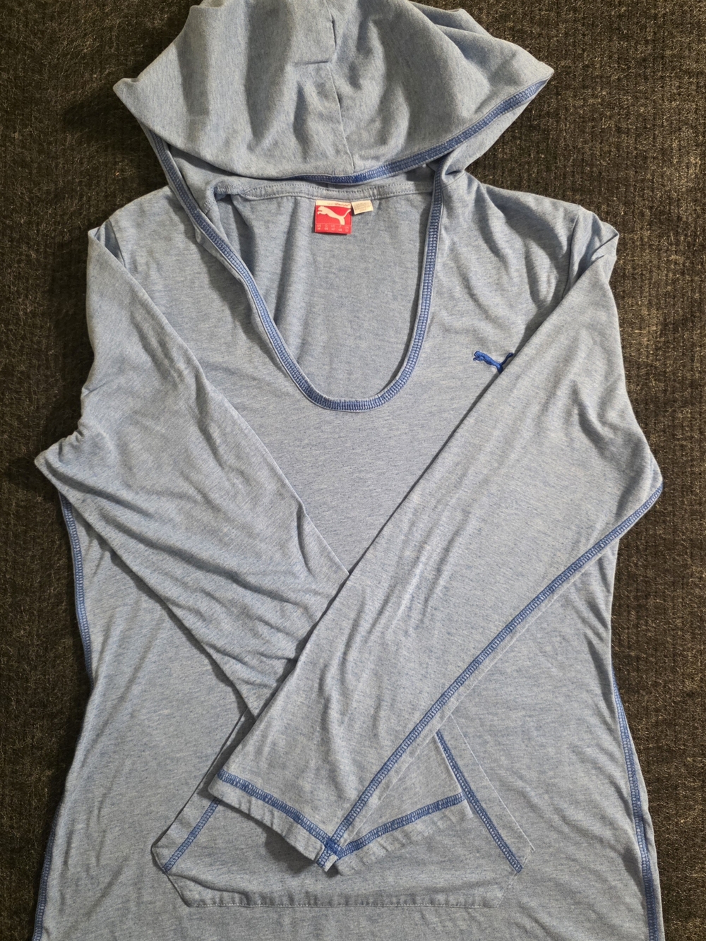 Puma Women’s Heather Light Blue Hooded Long Sleeve Top